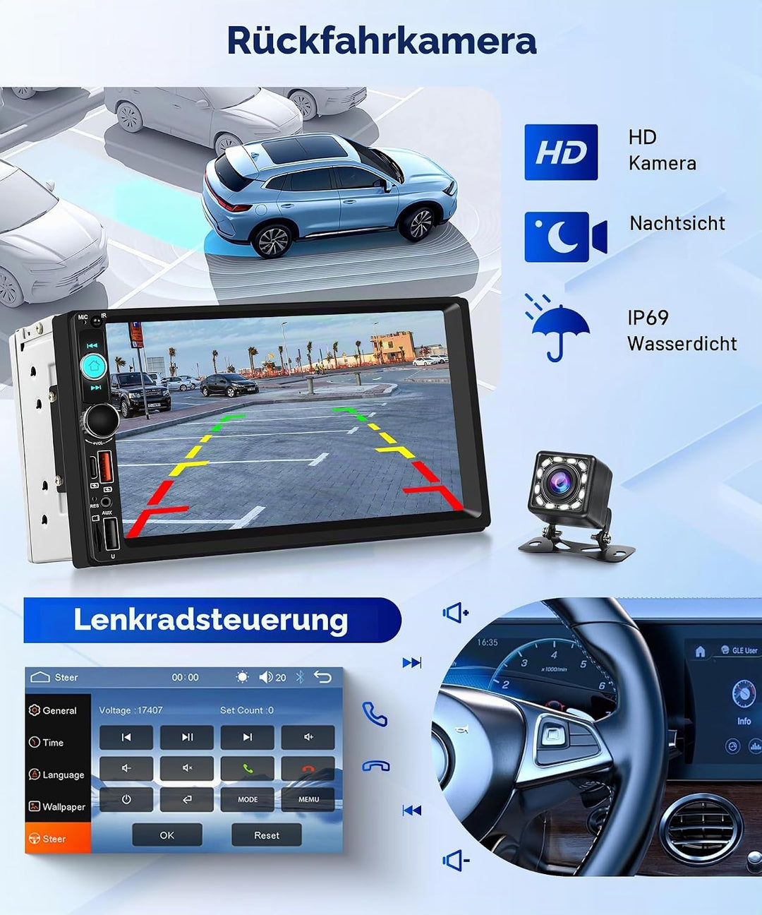 Hodozzy DAB/DAB+ Autoradio 2 Din Wireless Carplay Android Auto mit 7 Zoll IPS Bildschirm, Autoradio