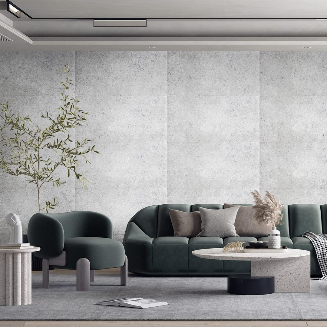 Decosa Wandpaneel Betonoptik in Hellgrau - 16 Platten = 4 m2 - Wandpaneele in Beton Dekor - Wand Pan