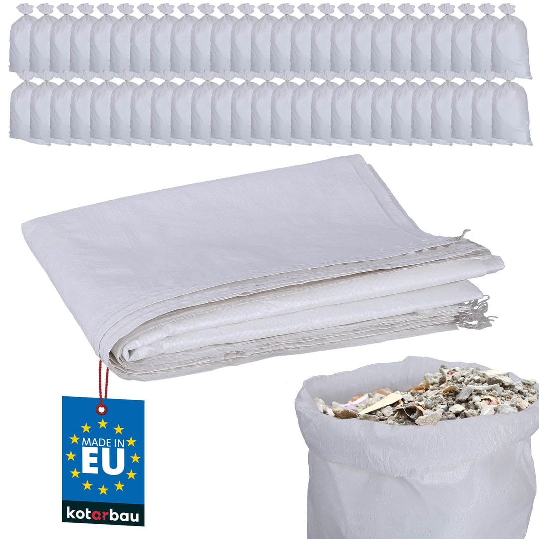 KOTARBAU® 50er Set PP Gewebesäcke 65x105cm 50kg Schwerlast-Gewebesack Weiss 50er Set 65x105cm, 50er