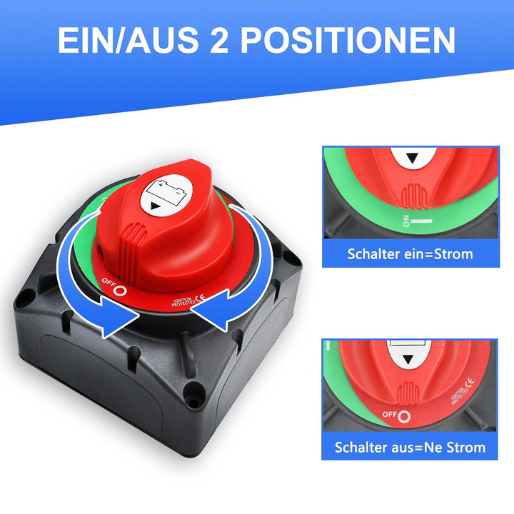 Slocable Batterietrennschalter 12-48V Wasserdichte schwere Doppelbatterie Master Cut Abschalttrennsc