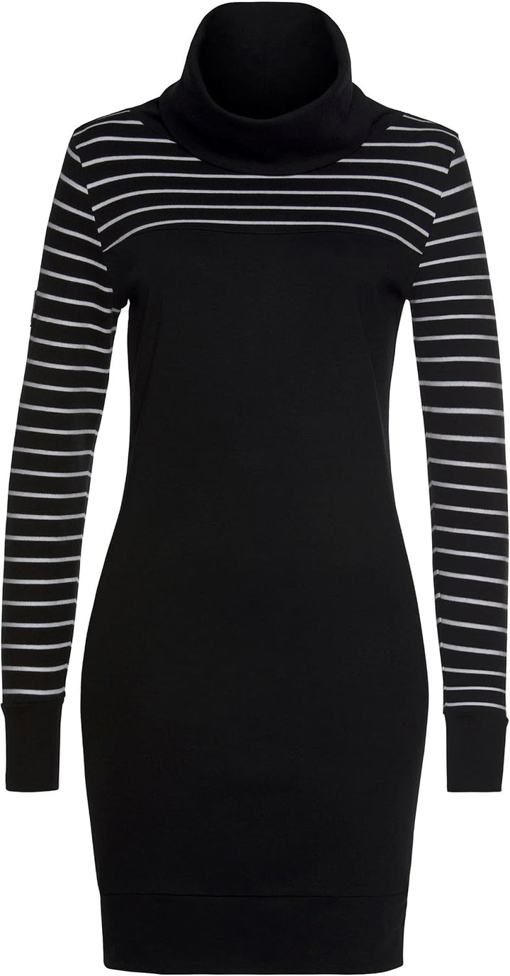 TrendiMax Damen Sweatshirt Langarm Hoodie Kleid Pulloverkleid Rollkragen Sweatkleid Kapuzenpulli Lan