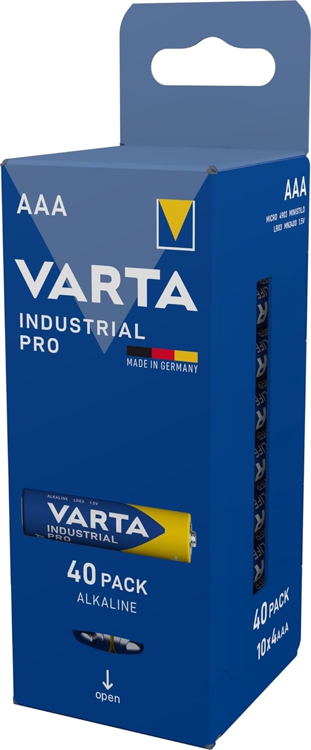 VARTA Batterien AAA, 40 Stück, Industrial Pro, Alkaline Batterie, 1,5V, Vorratspack, Made in Germany