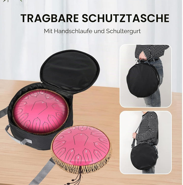 Musfunny Steel Tongue Drum, 12 Zoll 15 Tone Zungentrommel Handpan Trommel, D-Dur Steel Pan Töne Schl