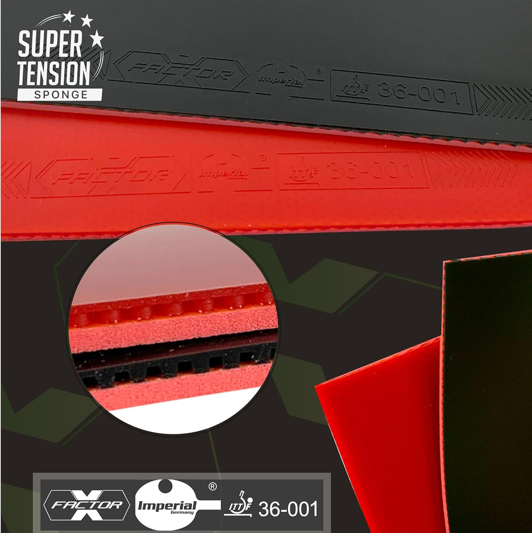 Imperial Factor Speed | Offensiv Tischtennisbelag | Noppen innen | Wettkampf & Training | ITTF Zulas