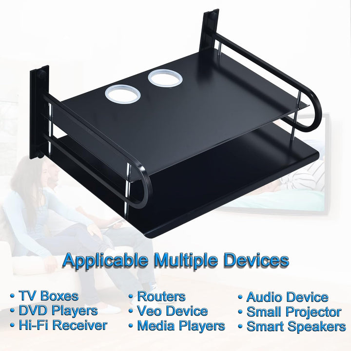 HNVNER Projektor Wand Regal, Router Ablage, Kabelboxen Halterung Multimedia Wandständer für AV-Recei
