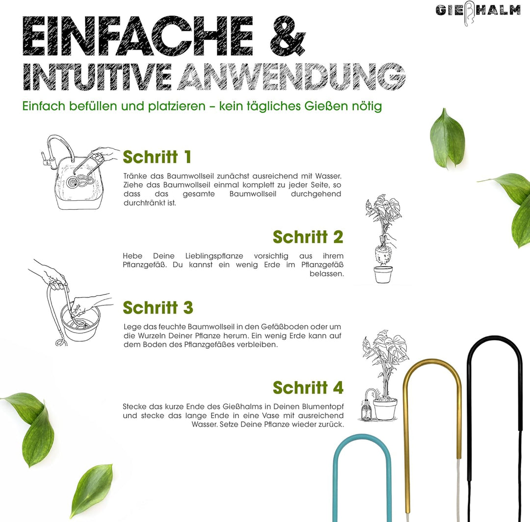 zuverlässige Bewässerung von Zimmerpflanzen, elegantes Design, gleichmässige Wasserzufuhr (Messing,