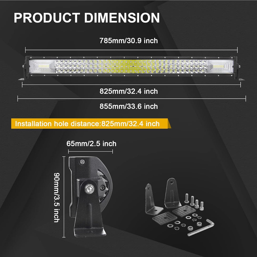 Willpower 32 Zoll 81CM 405W Led Arbeitsscheinwerfer Bar + 4 Zoll 10CM Led Scheinwerfer + Kabelbaum 1