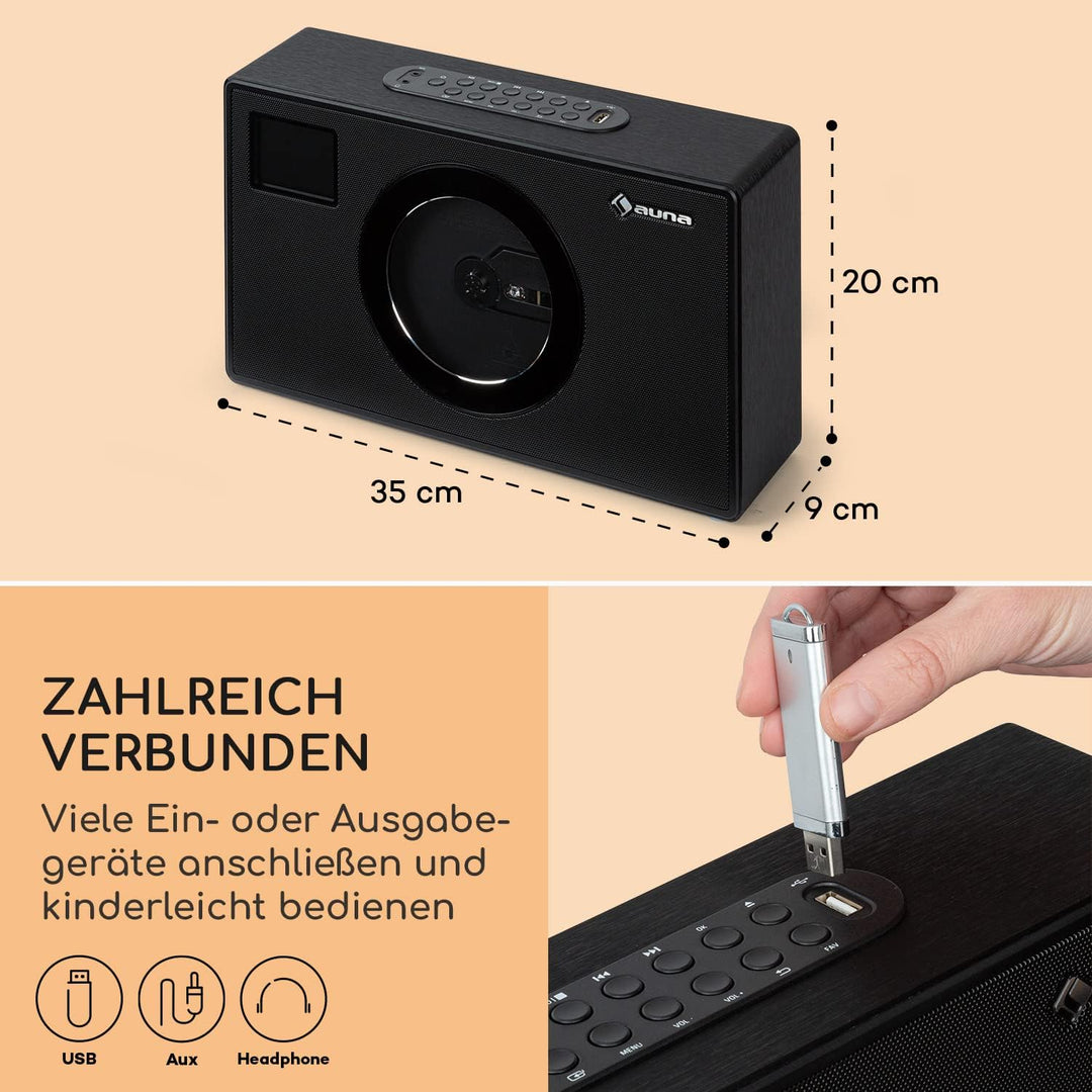 Auna Radio für Küche & Bad, DAB Radio mit CD Player zur Wandmontage, DAB Plus mit Bluetooth, DAB/DAB