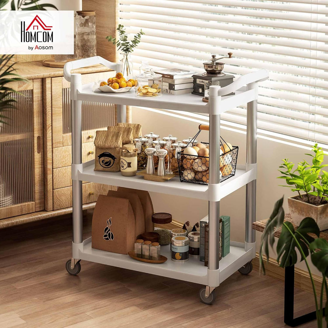 HOMCOM Aluminium-Legierung Küchenwagen mit Rädern 3 Level Küche Trolley Storage Trolley Last 105 kg