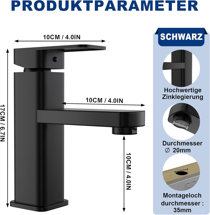 FIVMEN Wasserhahn Küche Schwarz Küchenarmatur mit Einhebelmischer Spülenarmatur Waschtischarmatur Ke