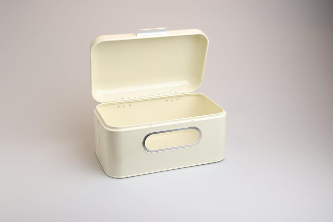MOON HOME Brotkasten mit Sichtfenster - Breadvault Beige, aus Edelstahl, Metall-Brotkasten mit optim
