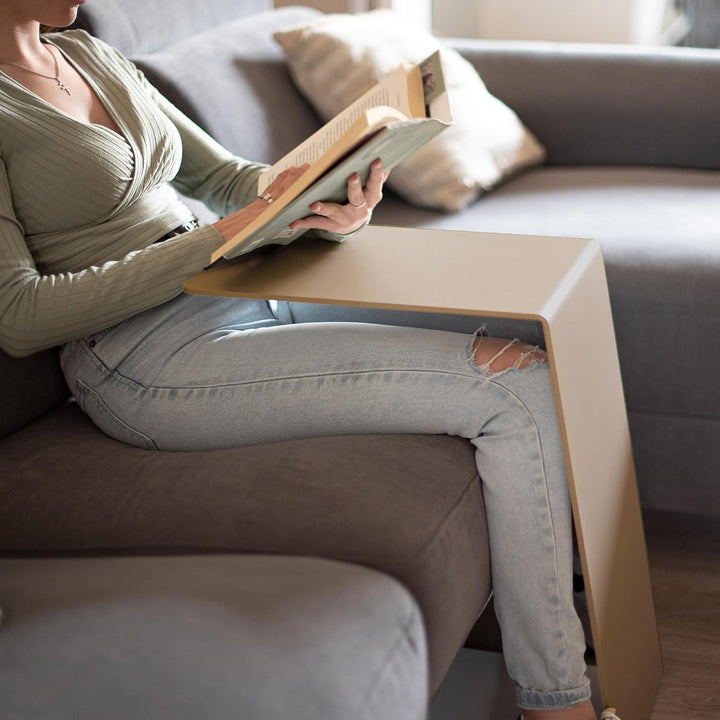 MILUKA Beistelltisch Beige | Couchtisch, Wohnzimmertisch oder Sofatisch | Laptoptisch für Couch, Sof