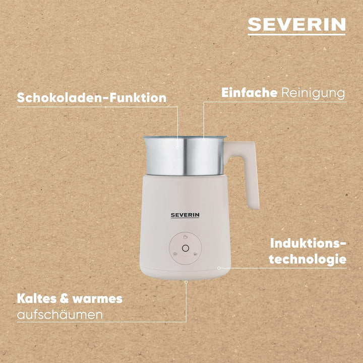 SEVERIN SPUMA Lite Design Induktions-Milchaufschäumer, elektrischer Milchschäumer mit Edelstahl-Milc