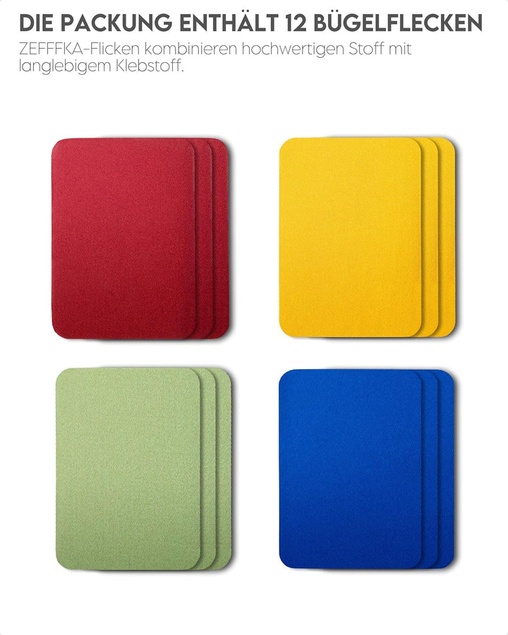 ZEFFFKA 2PACK Kleider-Flicken zum Aufbügeln für Innen und Aussen Stärkster Kleber 100% Baumwolle Ver