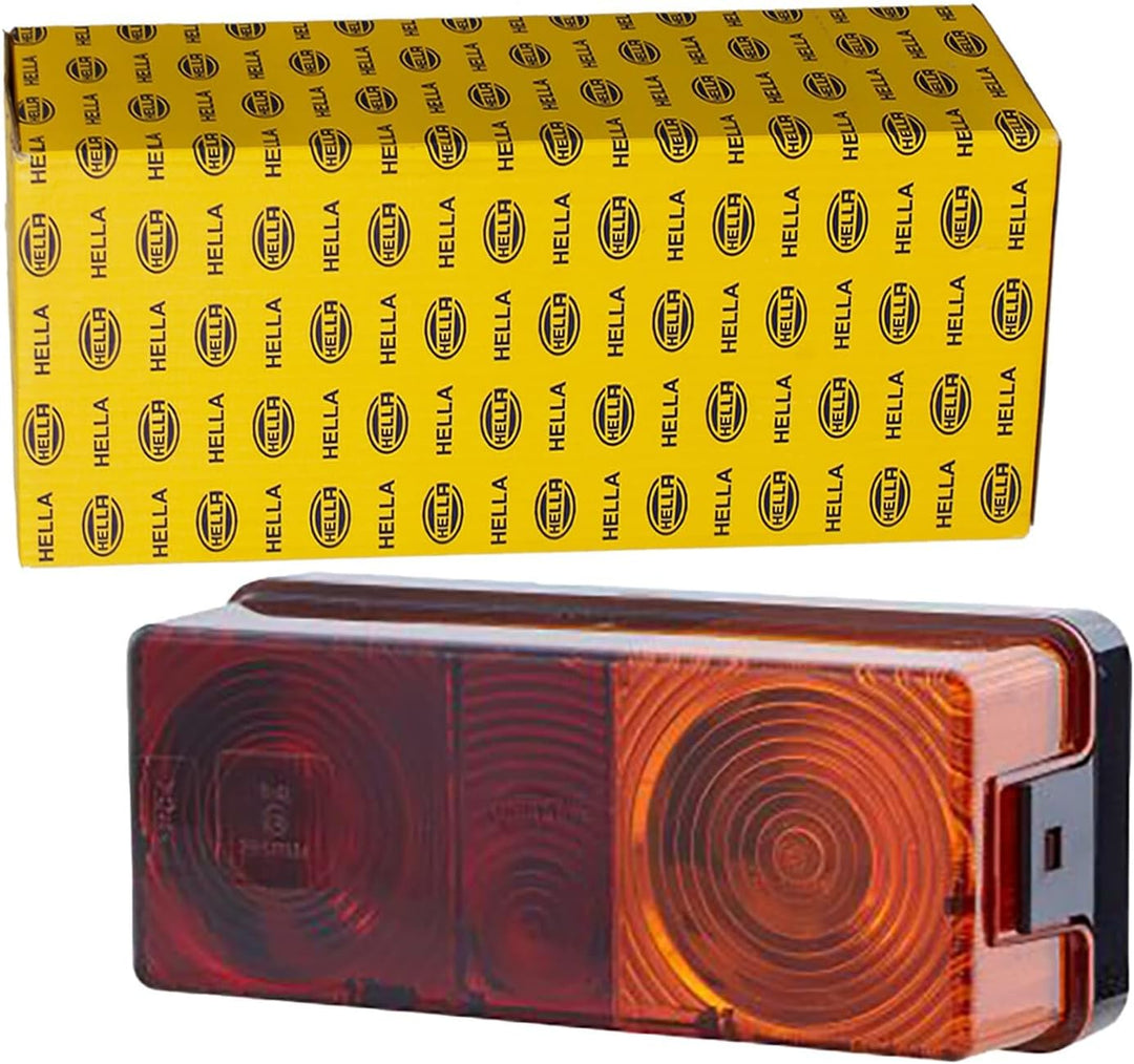 HELLA - Heckleuchte - Glühlampe - 12/24V - Anbau/geschraubt - Lichtscheibenfarbe: rot/gelb - Stecker