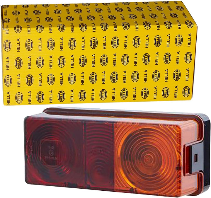 HELLA - Heckleuchte - Glühlampe - 12/24V - Anbau/geschraubt - Lichtscheibenfarbe: rot/gelb - Stecker