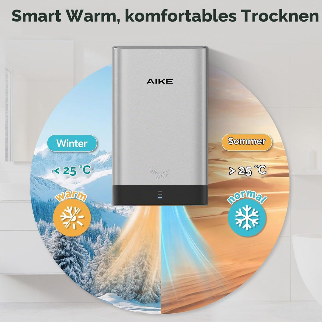 AIKE AK2822 ABS Händetrockner, Energiesparender elektrischer Hochgeschwindigkeits-Händetrockner, Aut