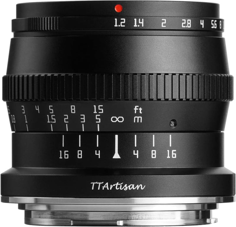 TT Artisan 50mm F1.2 APS-C Objektiv Anschluss MFT Mount Black Manueller Fokus optischer Aufbau 11 El