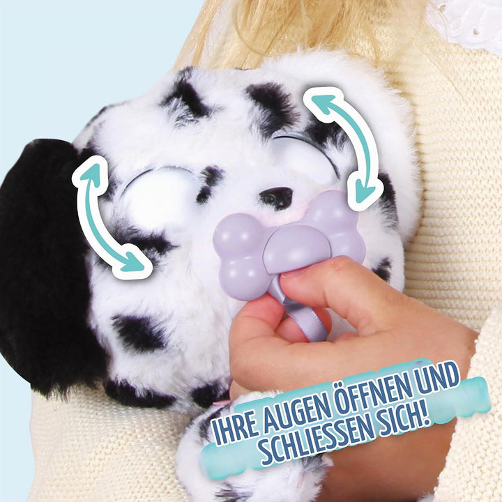 BABY PAWS Dalmatian - Schlafender Hundewelpe und Interaktives Plüschtier Mit Soundfunktion beim Öffn