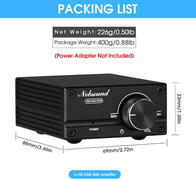 Nobsound 100W Subwoofer / Full Frequency Mono Channel Digital Power Amplifier Audio Mini Amp (Subwoo