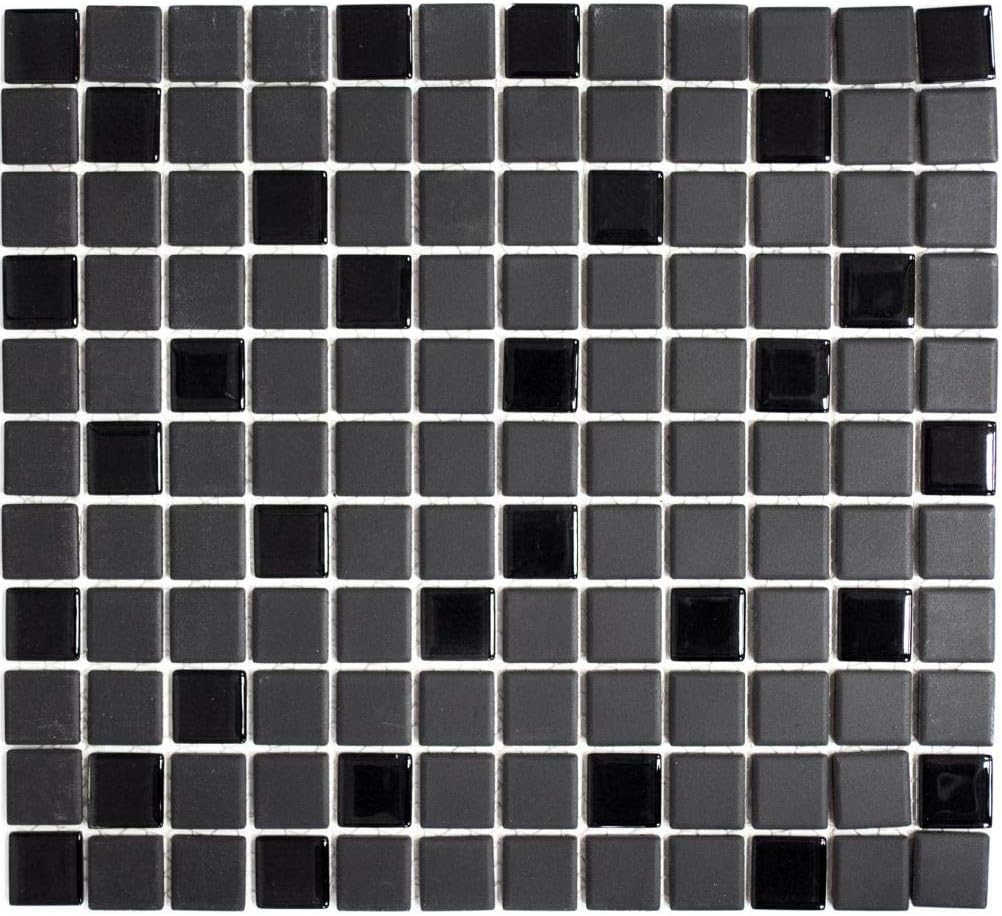 Mosaik Fliese Keramik schwarz unglasiert Glas für WAND BAD DUSCHE KÜCHE FLIESENSPIEGEL THEKENVERKLEI