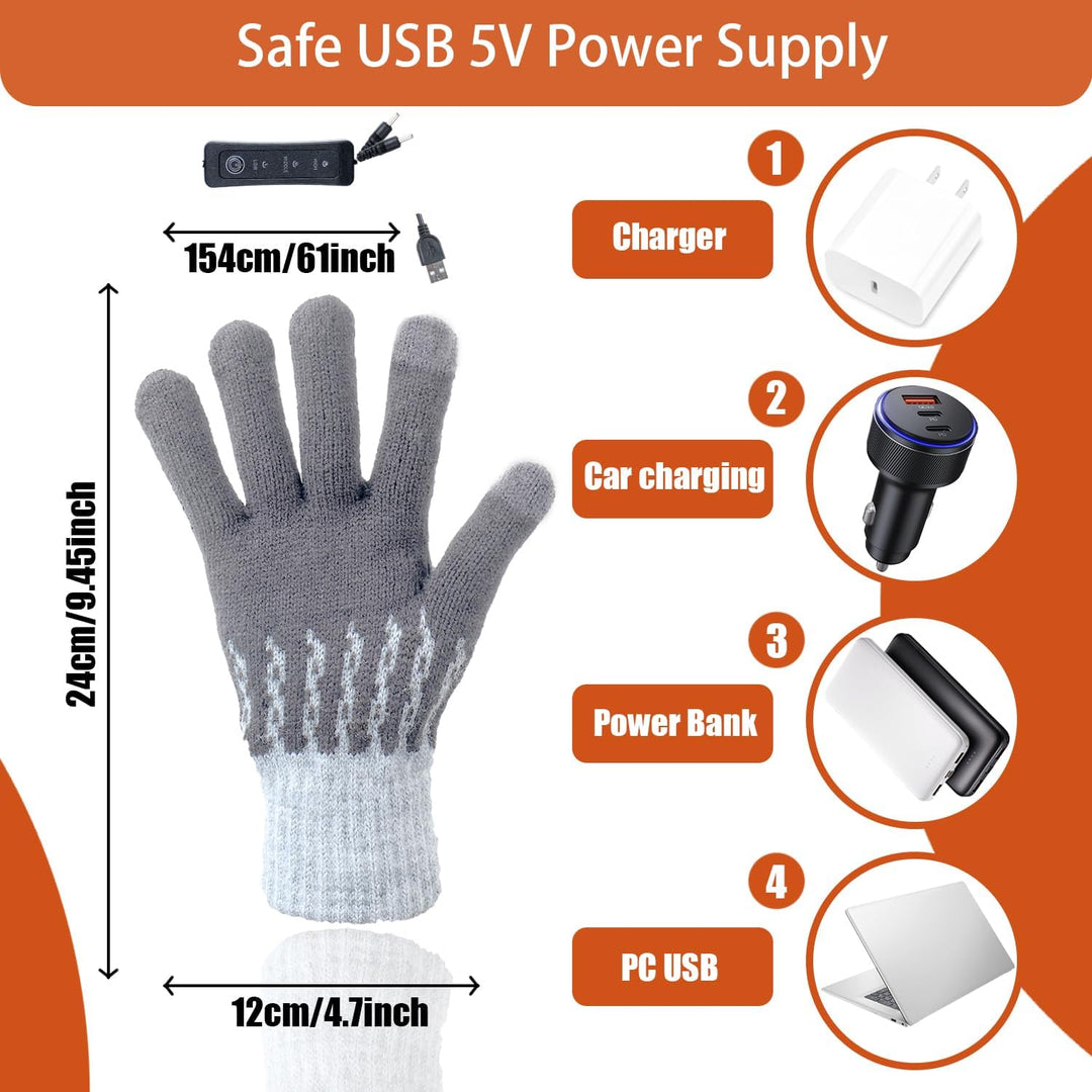 USB Beheizte Handschuhe für Männer Frauen, Winter Hände Warm Handschuh Vollhände Touchscreen Laptop