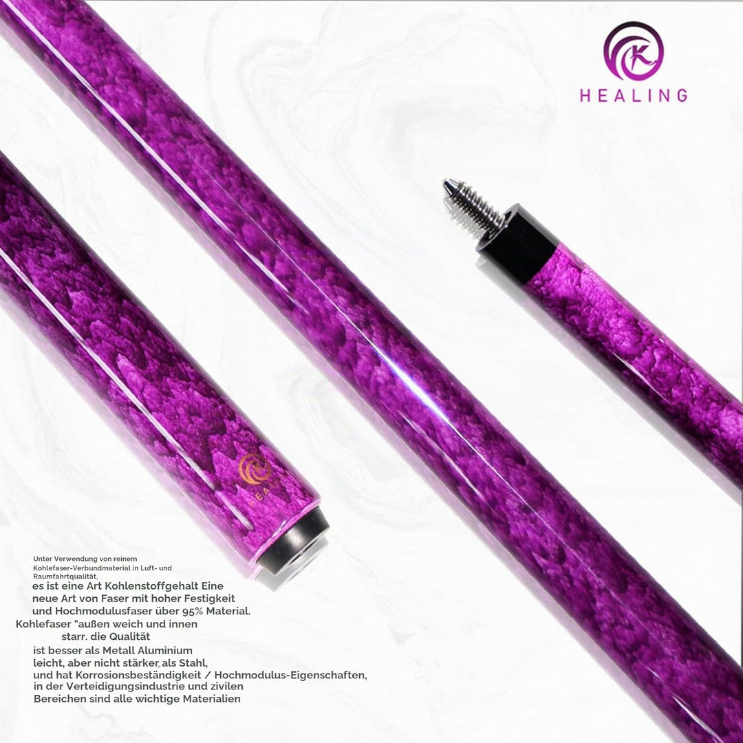 OKHEALING Billardqueue Carbon T700 Kohlefaser 142 cm XTC 12 mm Spitze Billardzubehör 1/2 Gelenk, han