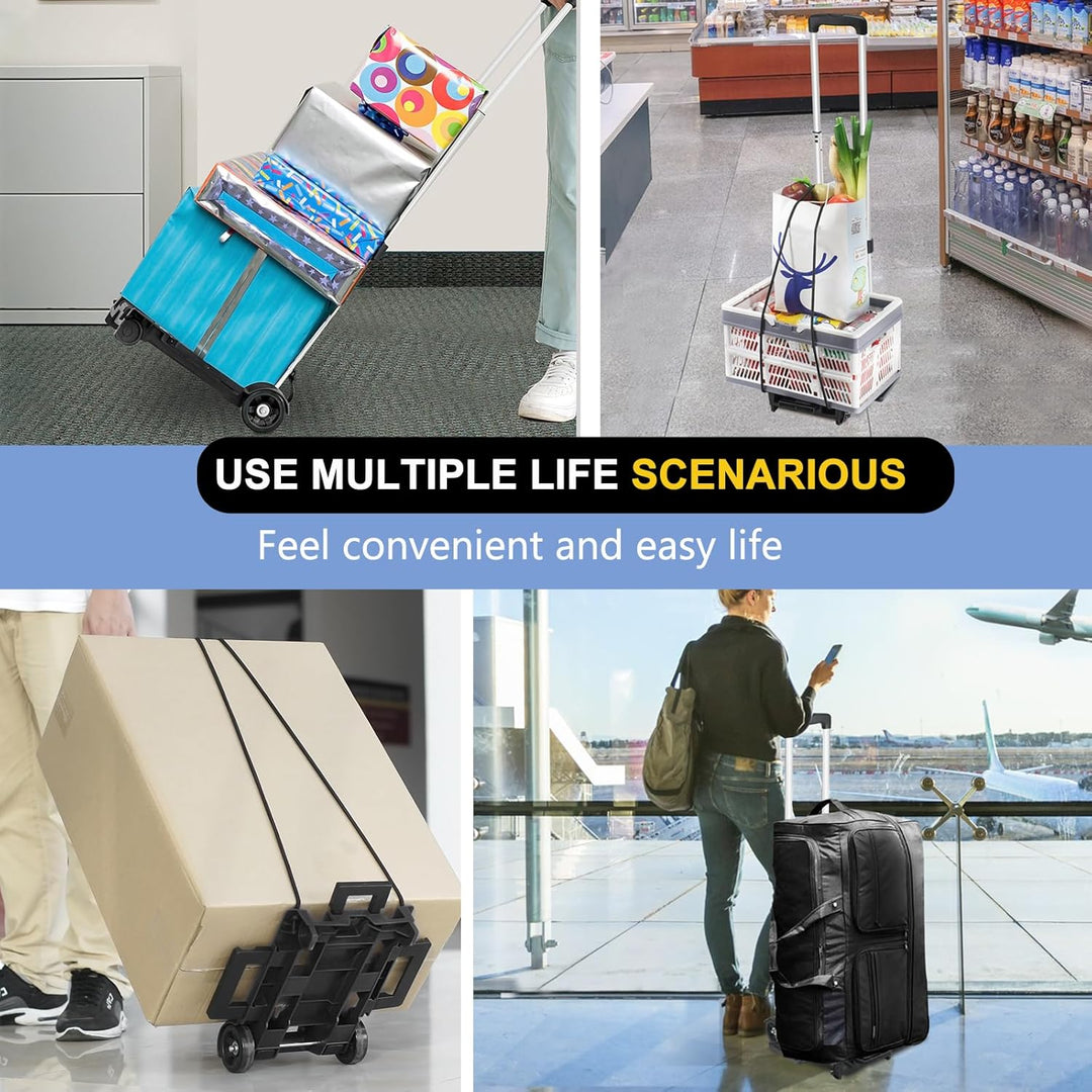 ZHJINGYU Aluminium Sackkarre Klappbar, 35KG Transportkarre mit Teleskopstange - 2 Expanderseilen ink