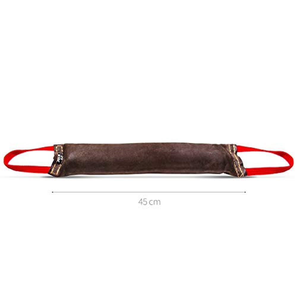 Julius-K9, 18545, Beisswurst, Leder 45 cm x 7 cm, innen genäht, Zwei Handschlaufen 45 cm x 7 cm inne
