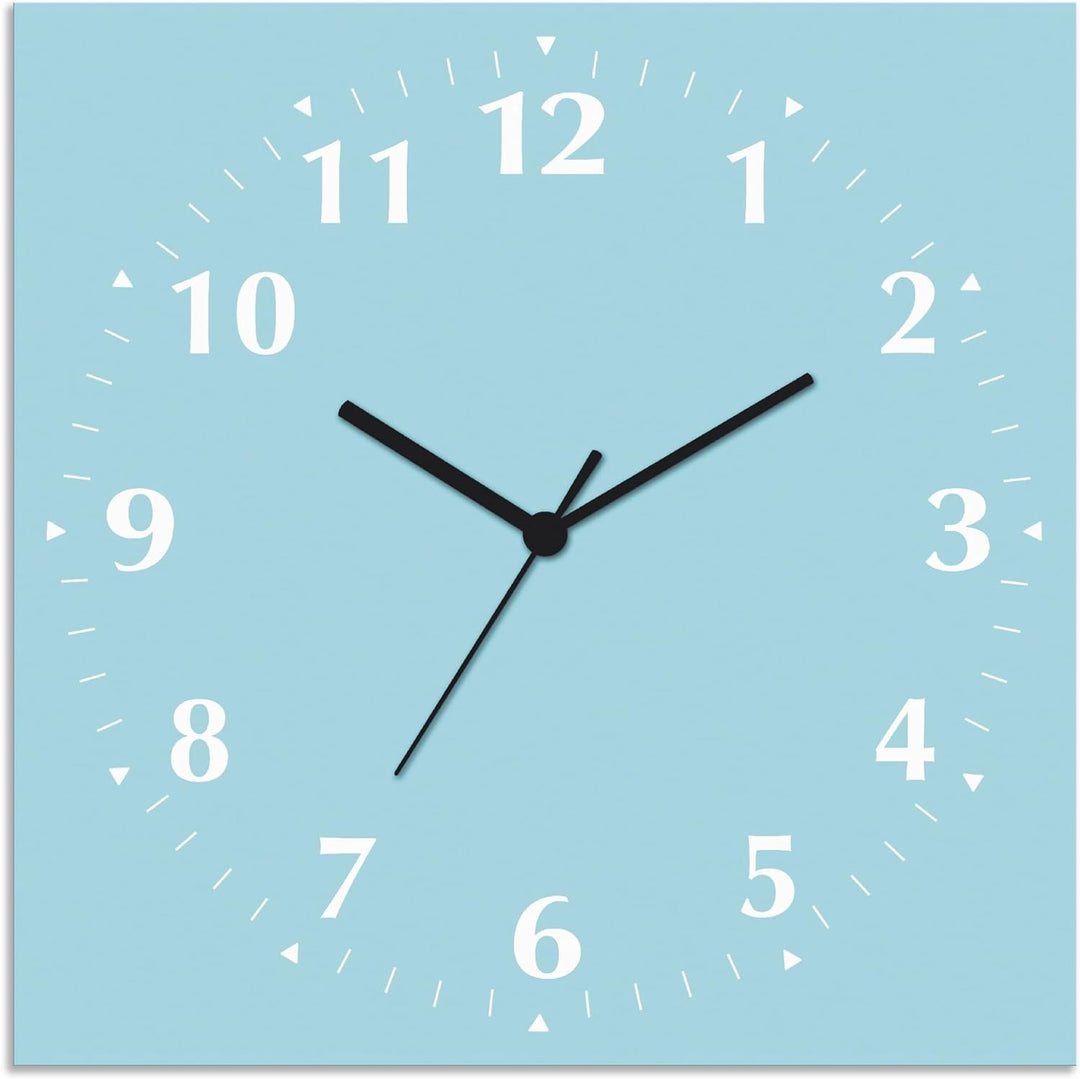ARTLAND Wanduhr ohne Tickgeräusche Alu Quarzuhr 30x30 cm Quadratisch Lautlos 12 Ziffern Farbig Schli