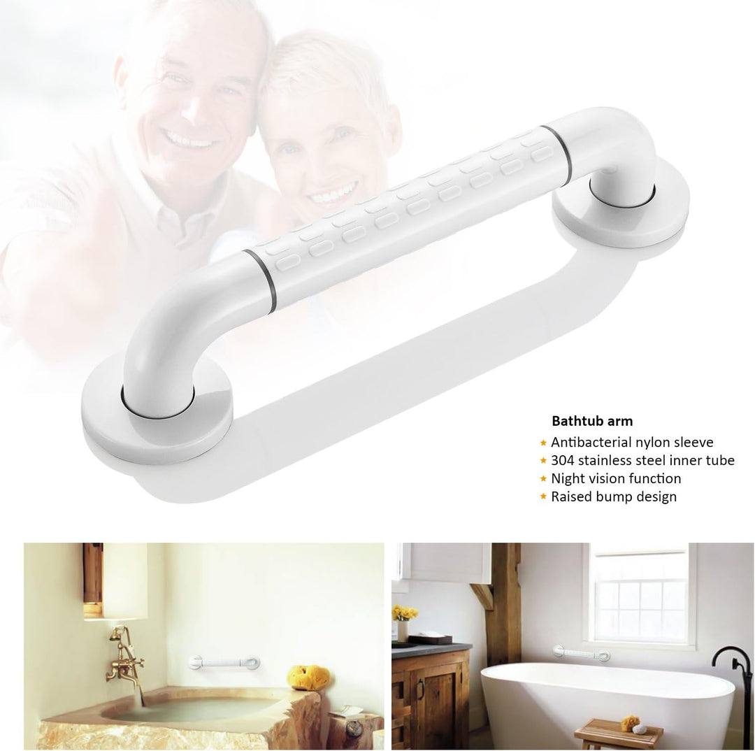 BONADE Haltegriff Rutschfest für Bad &amp; Dusche Wandhaltegriff Weiss aus Edelstahl &amp; Nylon-Sicherheits