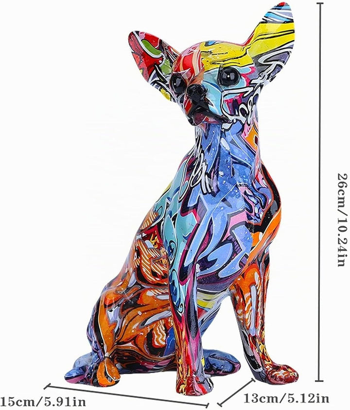 suruim Bunt Chihuahua Figur Deko, Bulldogge, Chihuahua, Hund, Statue, Wohnzimmer, Ornamente, Haus, E