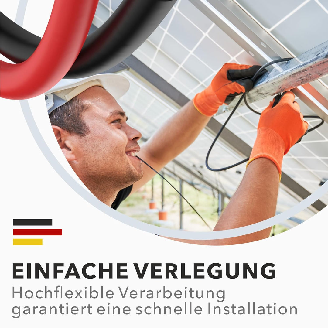RedStar24 Premium Solarkabel 4mm² Schwarz - 30m - TÜV-zertifiziert - UV-beständig, flexibel, Photovo