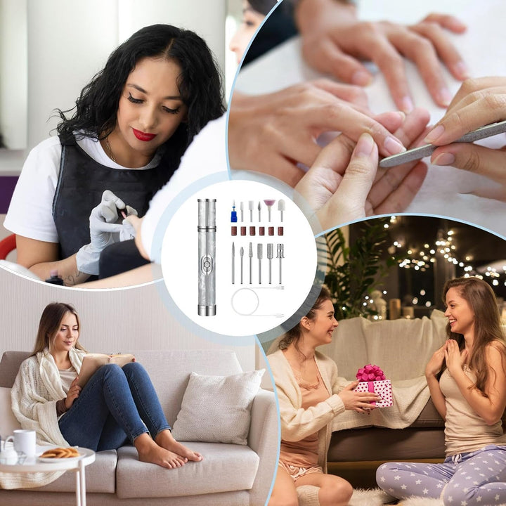 Nagelschleifer mit Aufsätzen 4-Gang wiederaufladbarer Pediküre-Trimmer Grau, Grau
