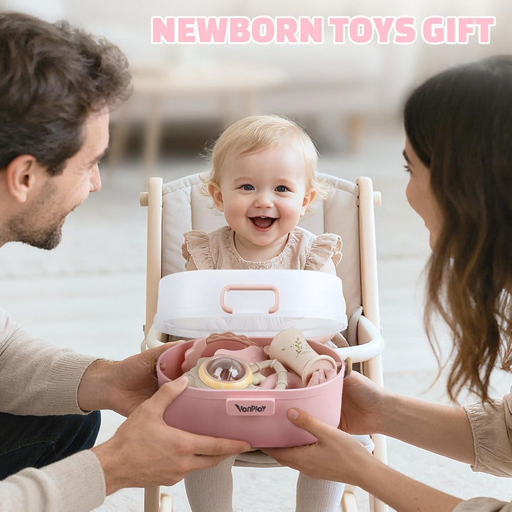 Baby Spielzeug ab 3 Monate, Beissring Baby Rassel 0-6 Monate Sensorik Zahnungshilfe Neugeborenen Ges