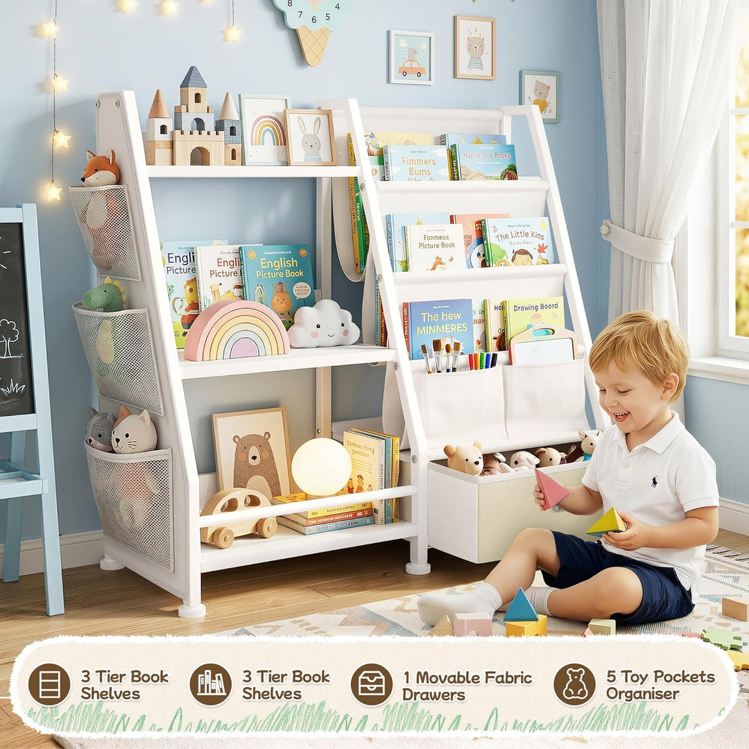 Kinderregal Kinderzimmer Weiss Offenen Aufbewahrungsregal: Kinder Bücherregal mit 3 Offenen Fächer -