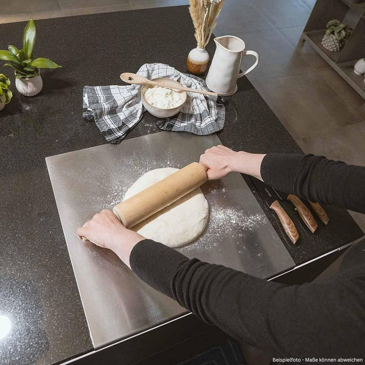 Arbeitsplatte Knetbrett Edelstahl [100x50 cm] - Für Kneten, Schneiden & Backen - Küchenplatte mit An