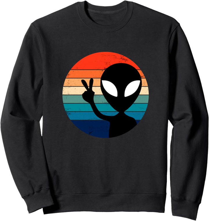 Vintage Alien Kopf Lustige Alien Gesicht Alien Gläubige UFO Sweatshirt