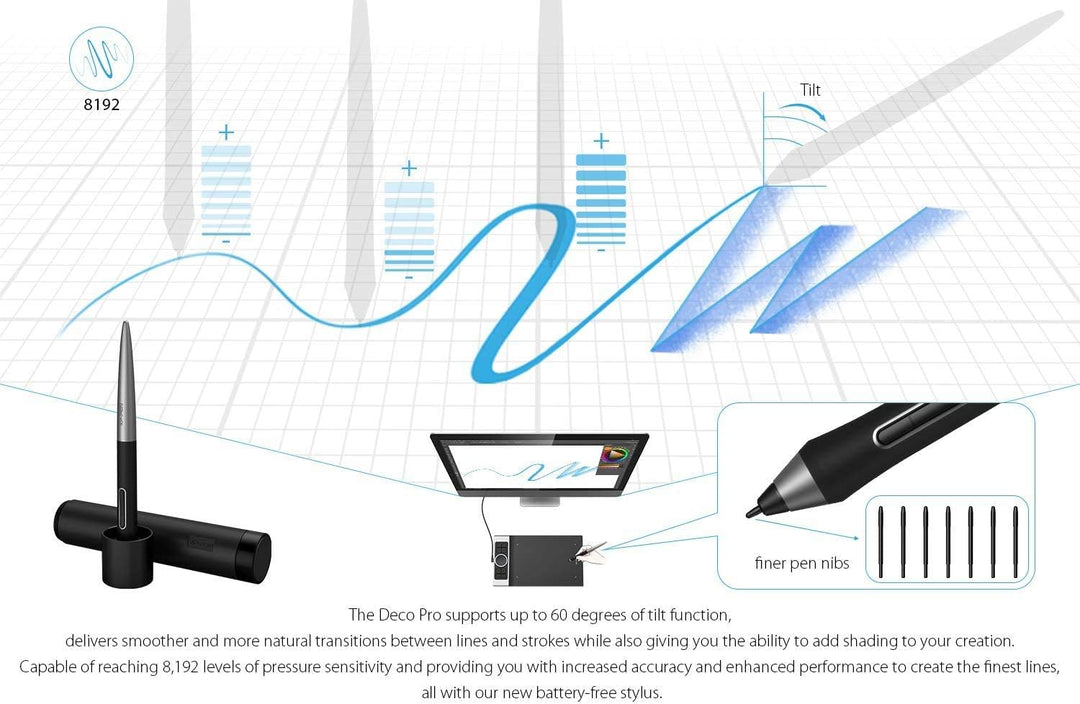 XP-PEN Deco Pro S Grafiktablett 9"x5" Mobiles Zeichentablett mit Touchpad Stift-Tablett mit 8192 Dru