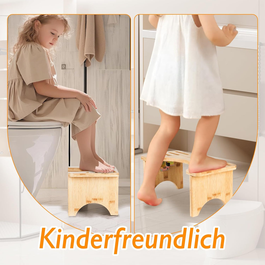 Bambus Toilettenhocker HXREDXD Holz Mobil Toilettenhocker, Klappbar Squatting Toilettenhocker Natürl