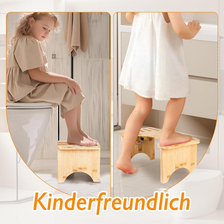 Bambus Toilettenhocker HXREDXD Holz Mobil Toilettenhocker, Klappbar Squatting Toilettenhocker Natürl
