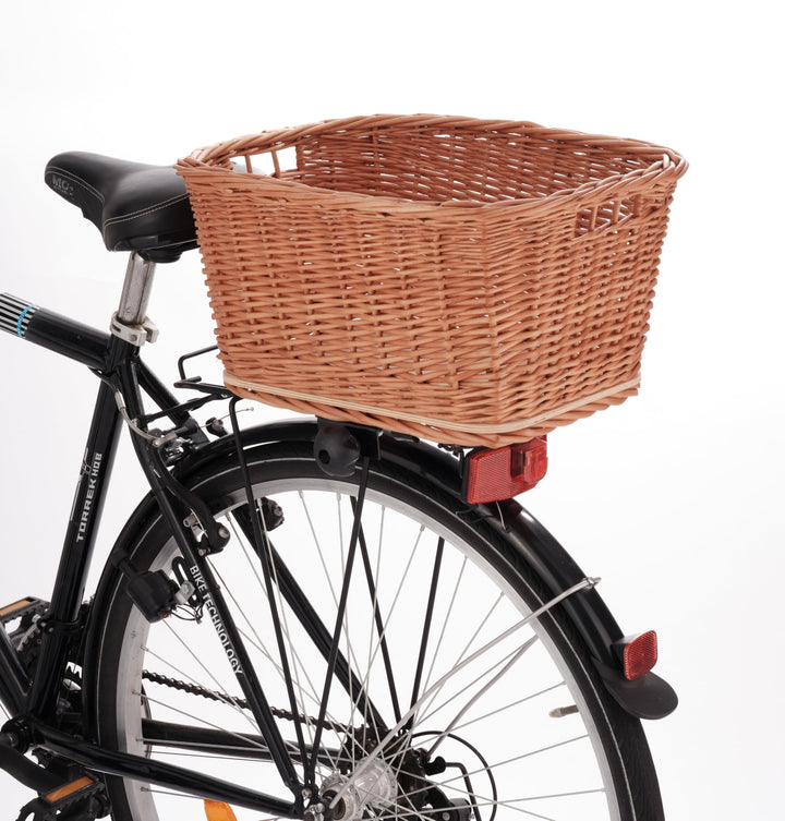 Tigana - Einkaufskorb Transportkorb Fahrradkorb Weide für Gepäckträger eckig 44x34 cm Natur (44-N)