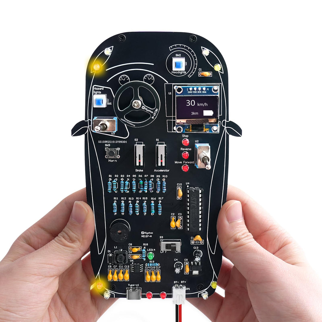 Auto Fahrsimulator Löt Bausatz, DIY Elektronik Lötbausätze mit Gangschaltung, Lichter und LCD-Anzeig