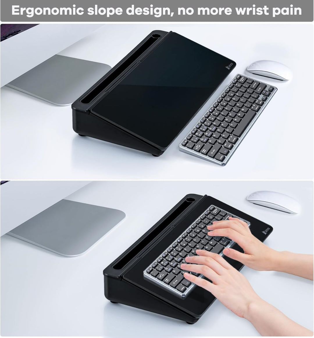 Varhomax Schreibtisch Organizer, Desktop Whiteboard Glas Schwarz Mit Aufbewahrung Abwischbar, To Do