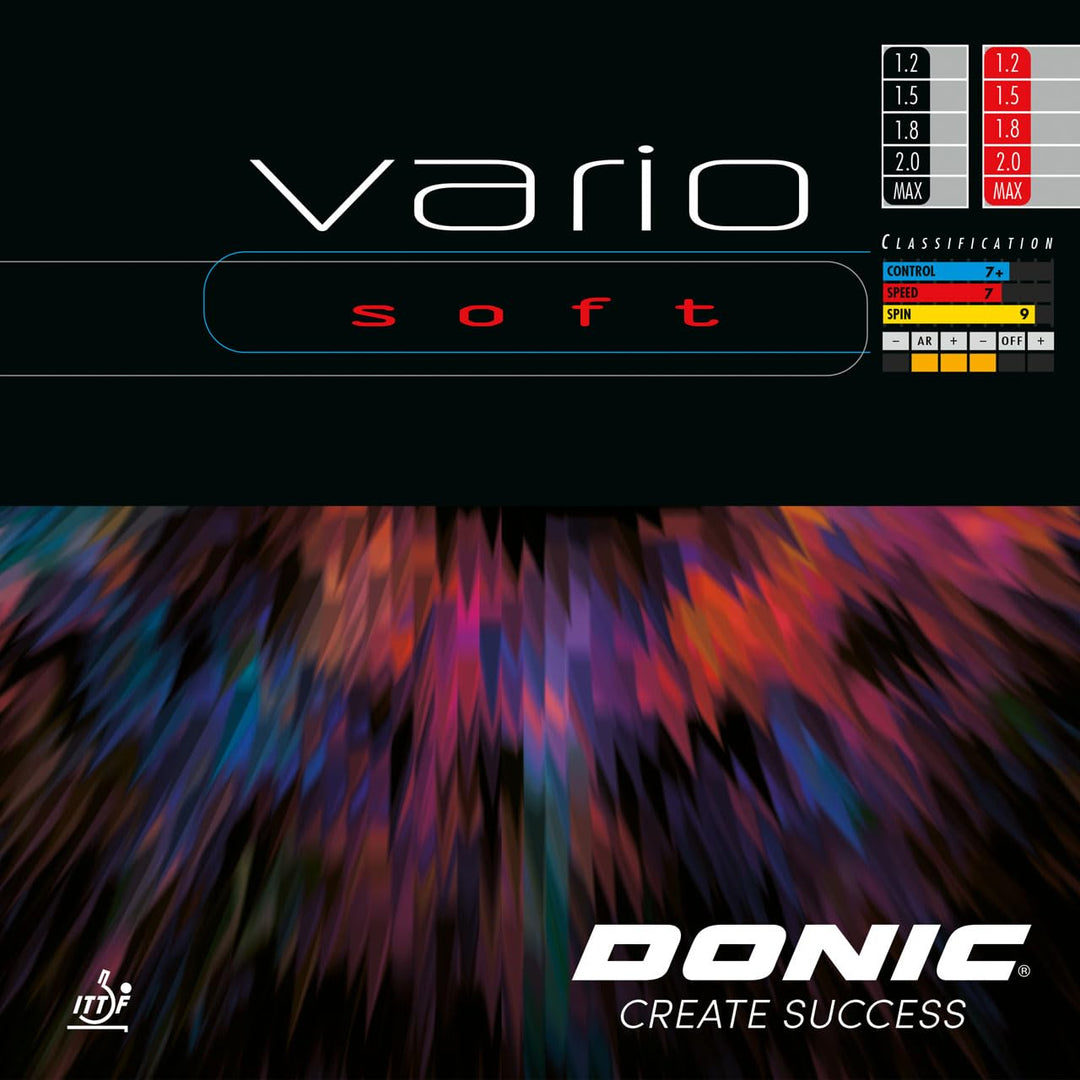 DONIC Vario Soft Tischtennisgummi Schwarz Max, Schwarz Max