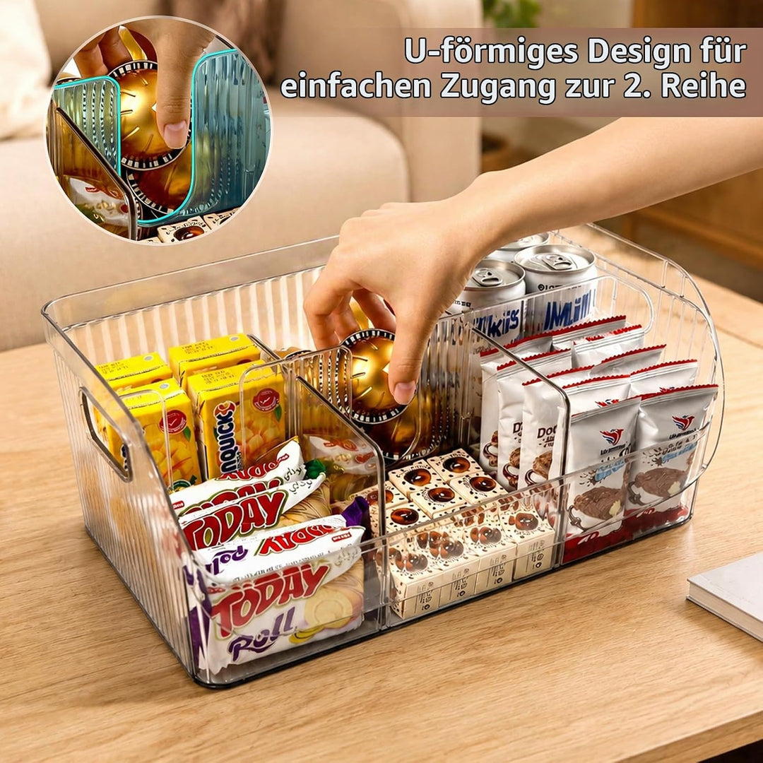 3er Set Aufbewahrungsboxen mit verstellbaren Trennwänden, Küchen Organizer Transparent 3er Set, Tran