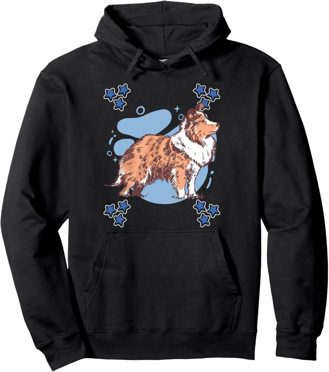 Herren Collie Zeichnung Sterne Jungen Collie Pullover Hoodie