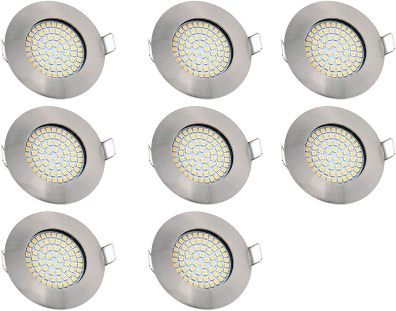 vislux LED Einbaustrahler 230V - 58mm - 70mm - Edelstahlgebürstete Einbauspots Badezimmer- Energiesp