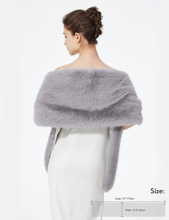 BEAUTELICATE Damen Kunstpelz Stola Schal Warp Brautjacke Kunstfell Brautschal Brautstola für Braut A