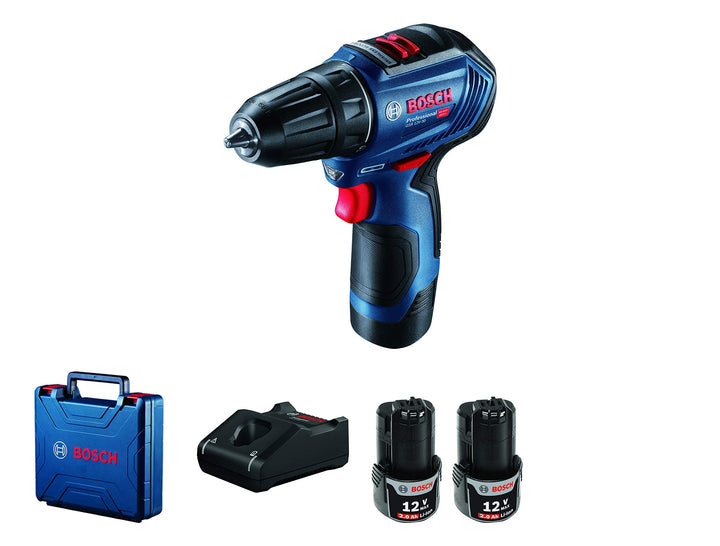 Bosch Professional 12V System Akku Bohrschrauber GSR 12V-30 (inkl. 2x2.0 Ah Akku, Schnellladegerät G